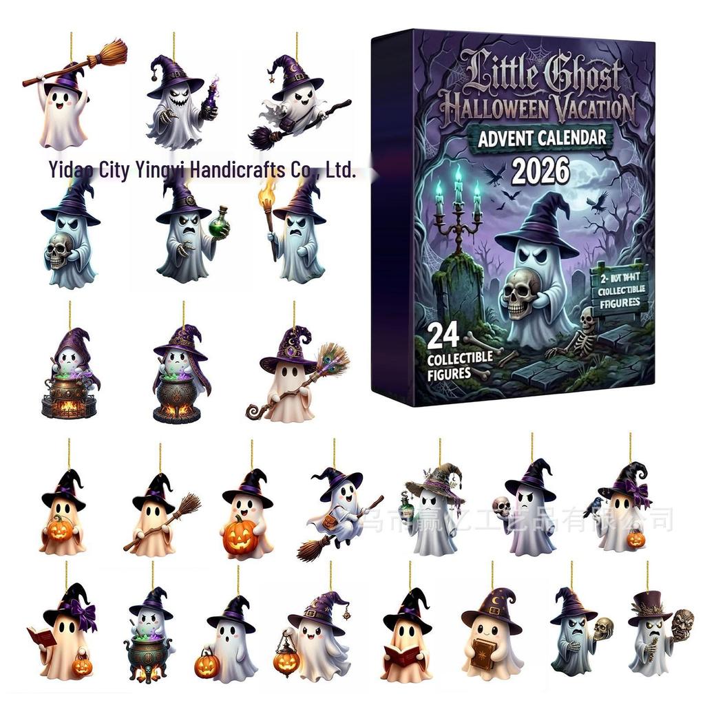 2026 Halloween Witch, Ghost & Goblin Countdown Calendar with Acrylic Pendant Blind Box