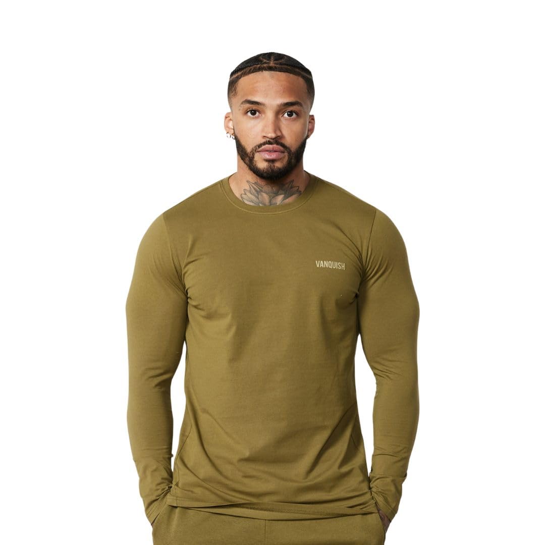 

Vanquish Fitness Essential Slim Fit Long Sleeve T-Shirt, Perfect for Strength Training, Fitness, and Physique (Olive Green/XXL) [Parallel Import]