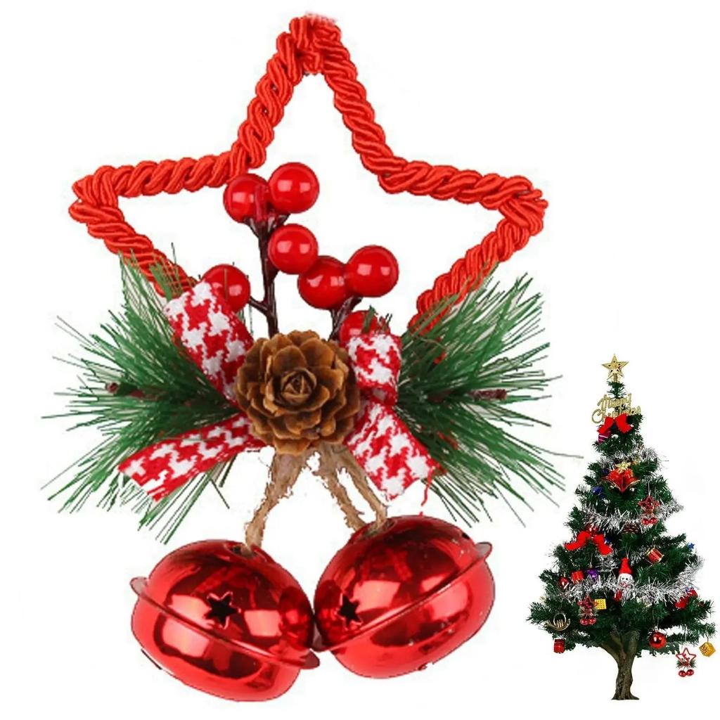 DIY Christmas Bell Decoration Set - Five Pointed Star + Bow Knot Pendants, Ideal for Tree & Window Holiday Decor