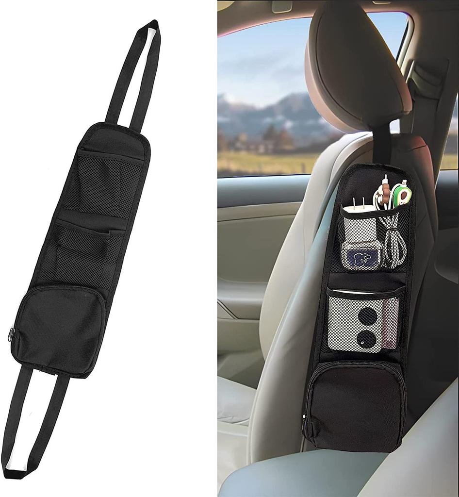 1pcs Car Seat Back Hanging Bag Oxford Cloth Waterproof Thermal Pressure Resistant Handle Side Storage Bag Vehicle Compression