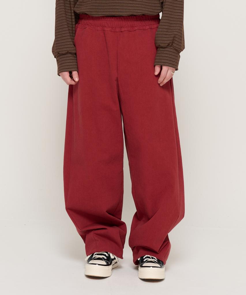 CARGOBROS Bio Cotton Curved Elastic Waist Pants (Wine)