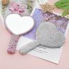 Kosmetischer Luxus Glänzender Diamant Make-up Spiegel Herz Luxuriöser Strass Handspiegel