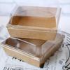 20pcs New With Clear Lid Kraft Paper Cake Box Food Packaging Clear Lid Packaging Box Disposable Food Box Party Supplies
