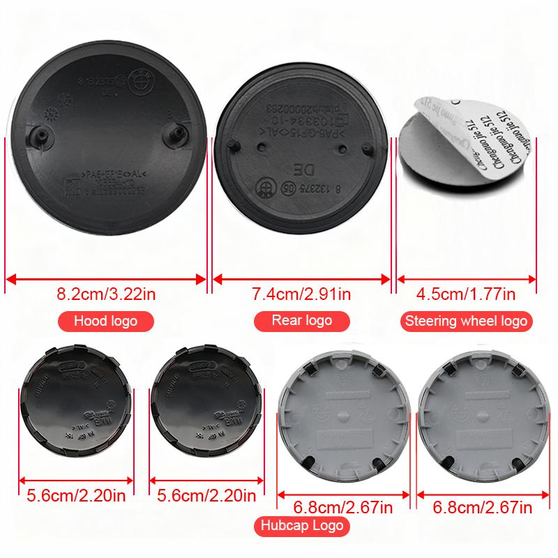 7Pcs Car Wheel Hub Center Caps Badge For BMW E36 E39 E46 G21 G30 Auto Hood Front Rear Trunk Emblem Steering Wheel Center Sticker