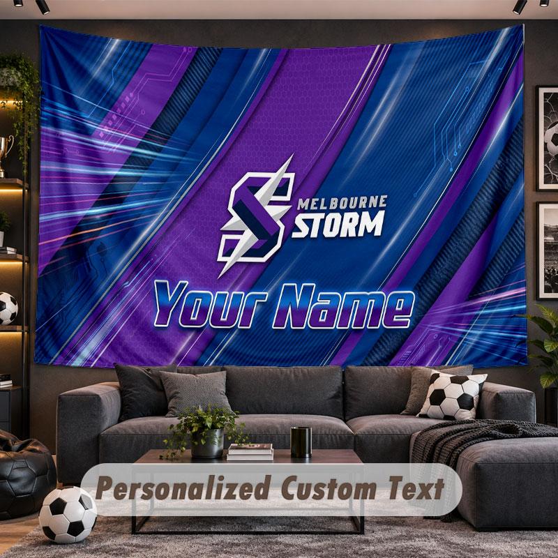 Wall Hanging Tapestry Custom NameMelbourne Storm Pattern Personalized Printed Fabric Wall Decor