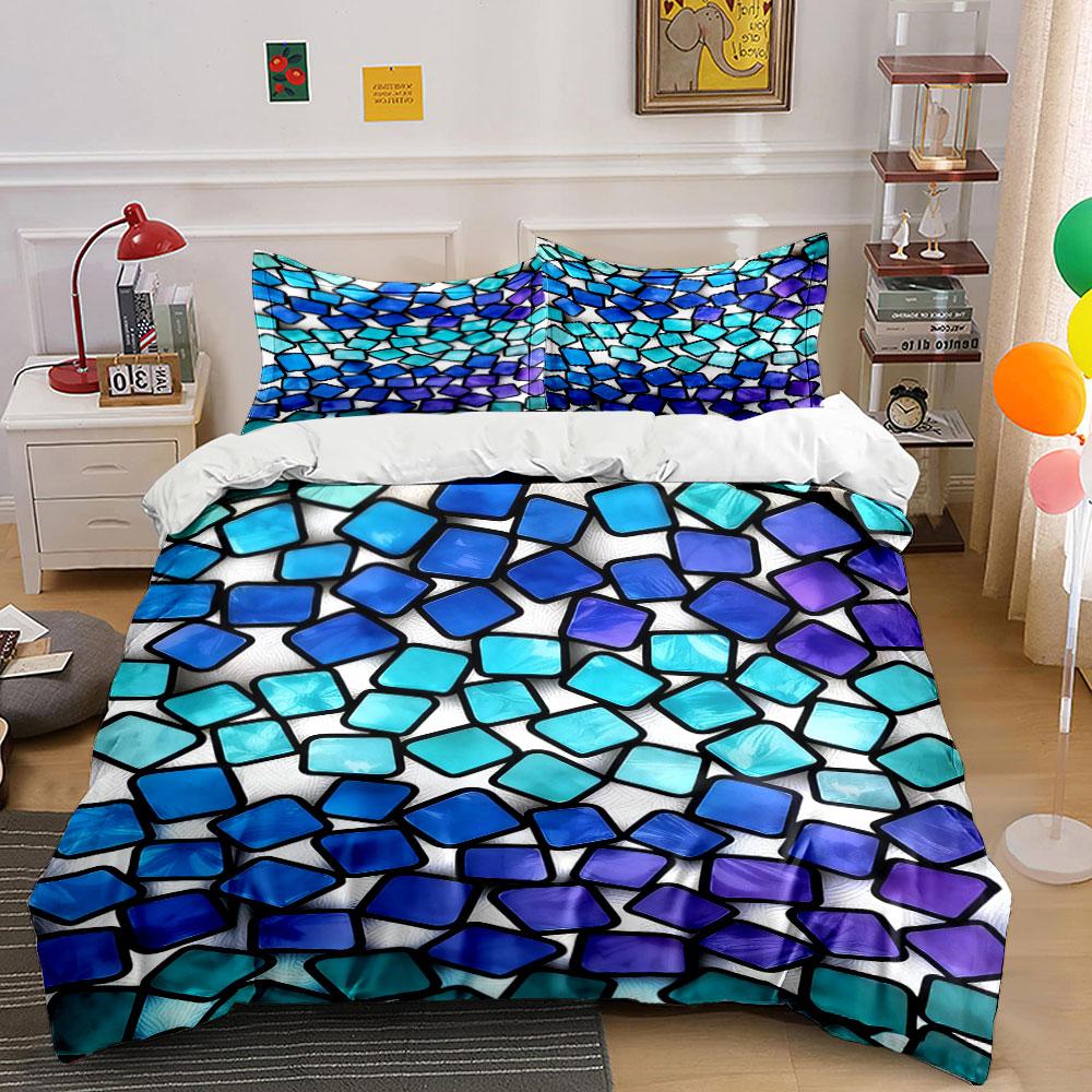 

Blue and purple tiles. Bedding sets Duvet cover sets Duvet covers Pillowcases(1 * Duvet Cover 2 * Pillowcases, without duvet insert) 135x200cm
