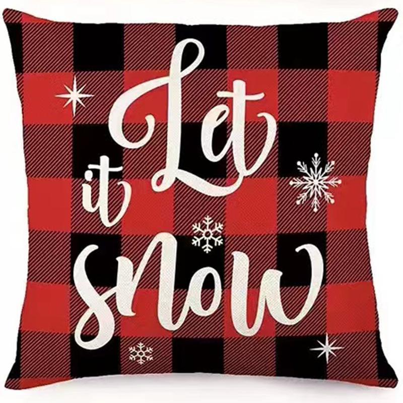 New Christmas Sofa Pillow Cover Home Animal Letter Print Bedside Pillow Cover