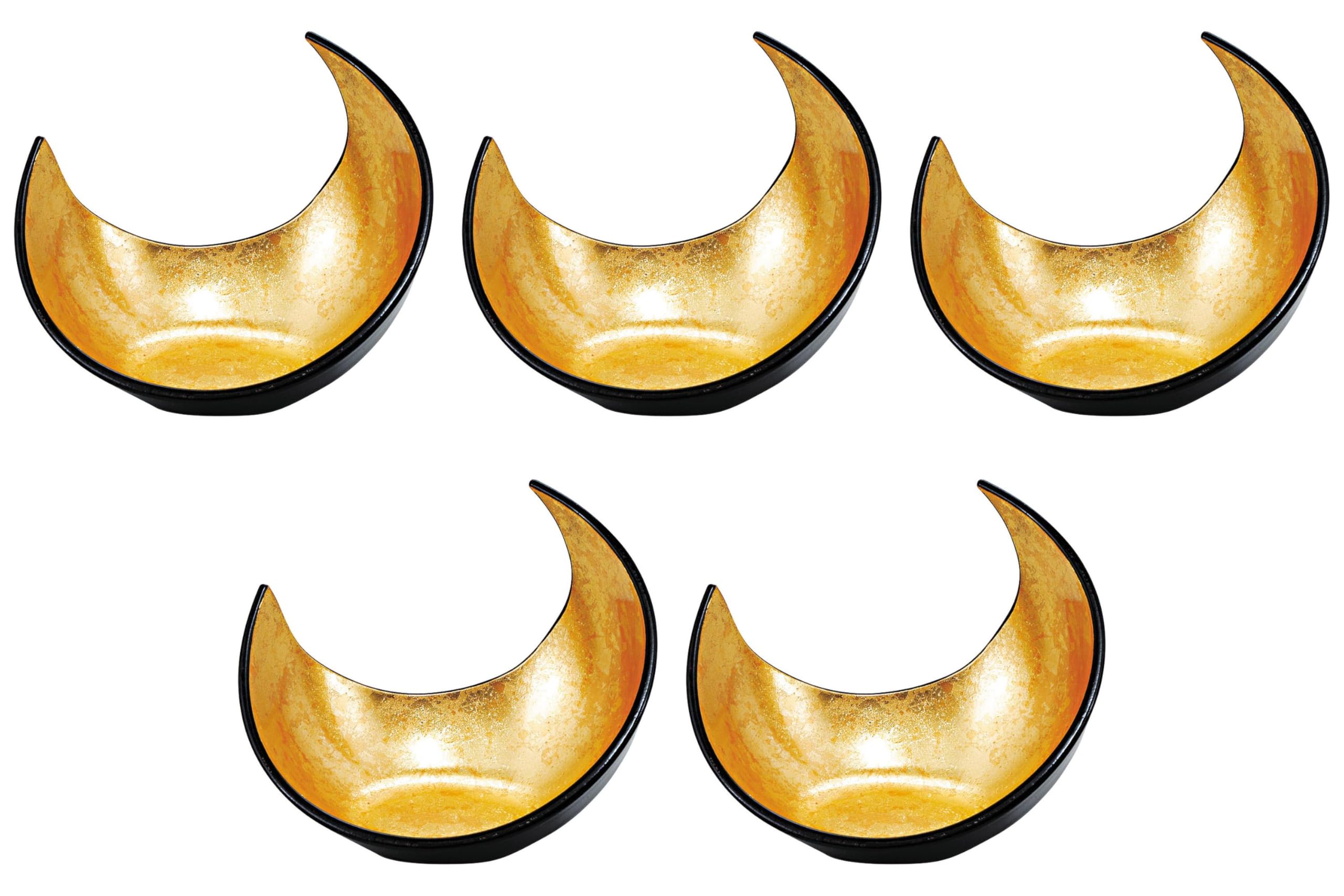 

Set of 5 Crescent Serving Dish with Gold Leaf x x Resin Serving ABS Setomonohonpo [A] Two-Color [15.8 11.6 12.6 cm] Dish, Resin,