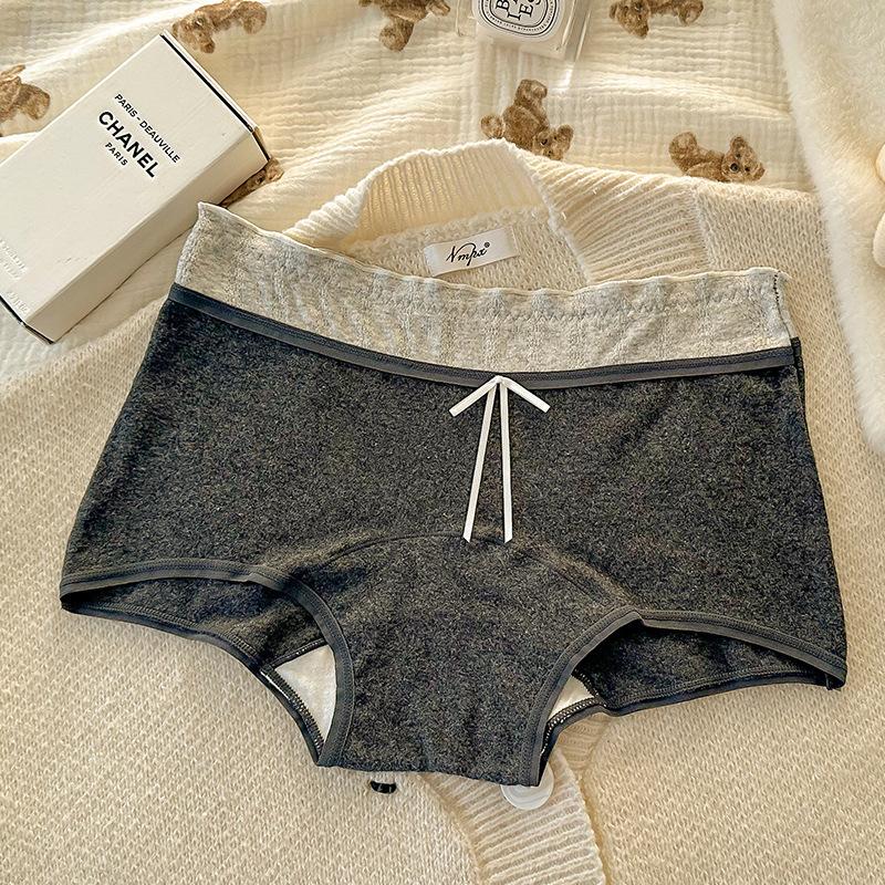 Women's Spring and Autumn Color Matched Pure Cotton 10A Antibacterial Extended Crotch Anti Glare Briefs