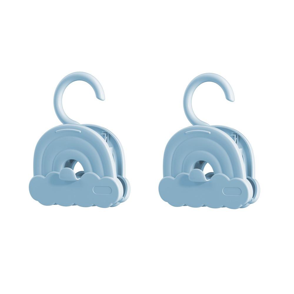 

2Pcs Plastic Skirts Hangers Anti-Slip Clothespin Practical Clothes Pegs Closets синий