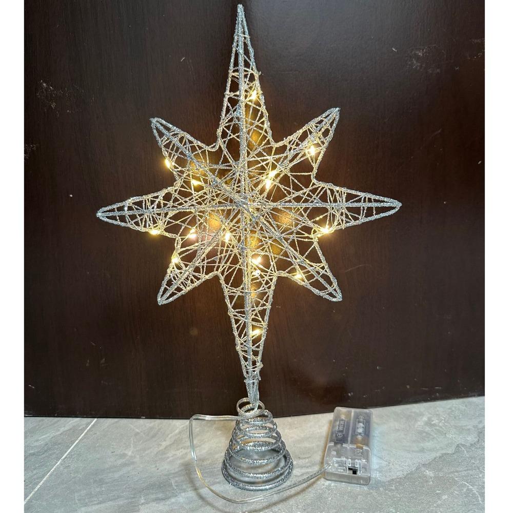 Star Christmas Tree Topper LED Light Lamp Iron Glitter Christmas Tree Decoration Xmas Decoration Party Supplies Light Up Props