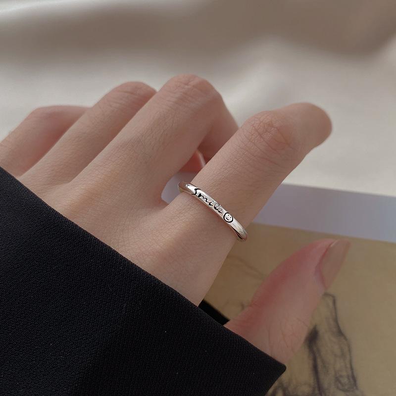 Korean Retro Cute Letter Adjustable Open Ring: Trendy Student Index Finger Band Open Adjustable
