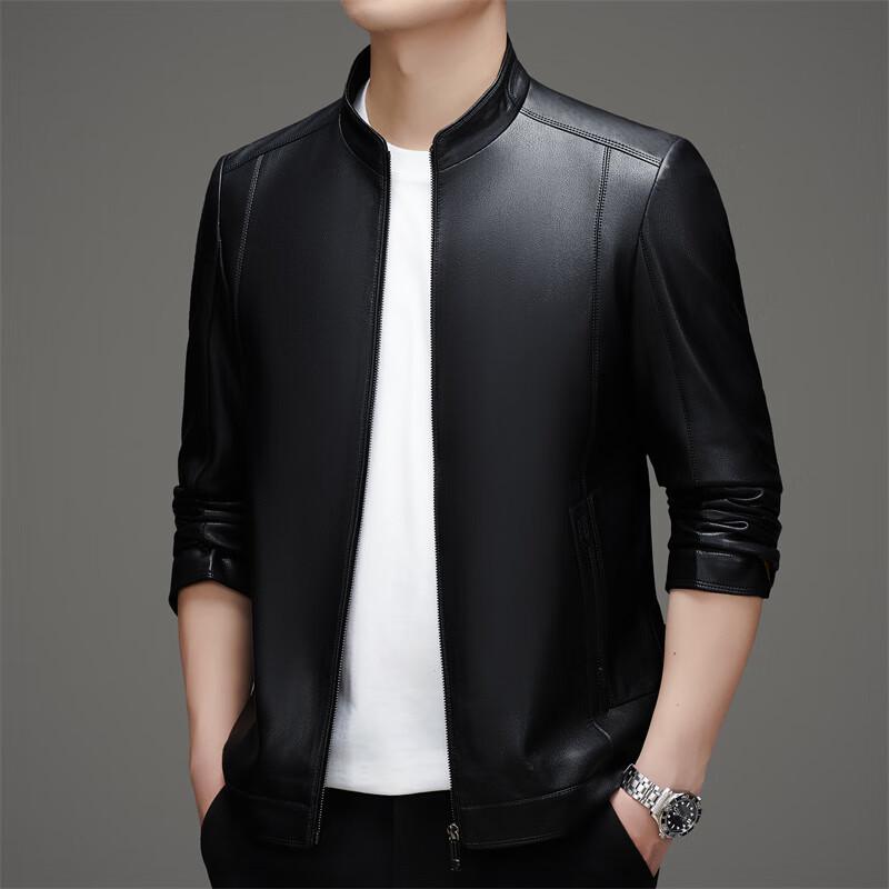 Men's Stand Collar Faux Leather Jacket