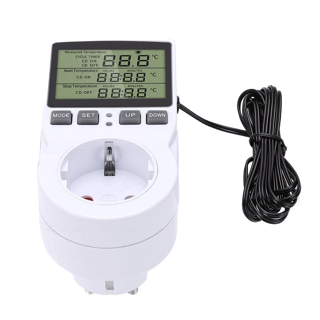 Digital Temperature Controller LCD Display Countdown Digital Thermostat Outlet Socket with Timer for Industrial