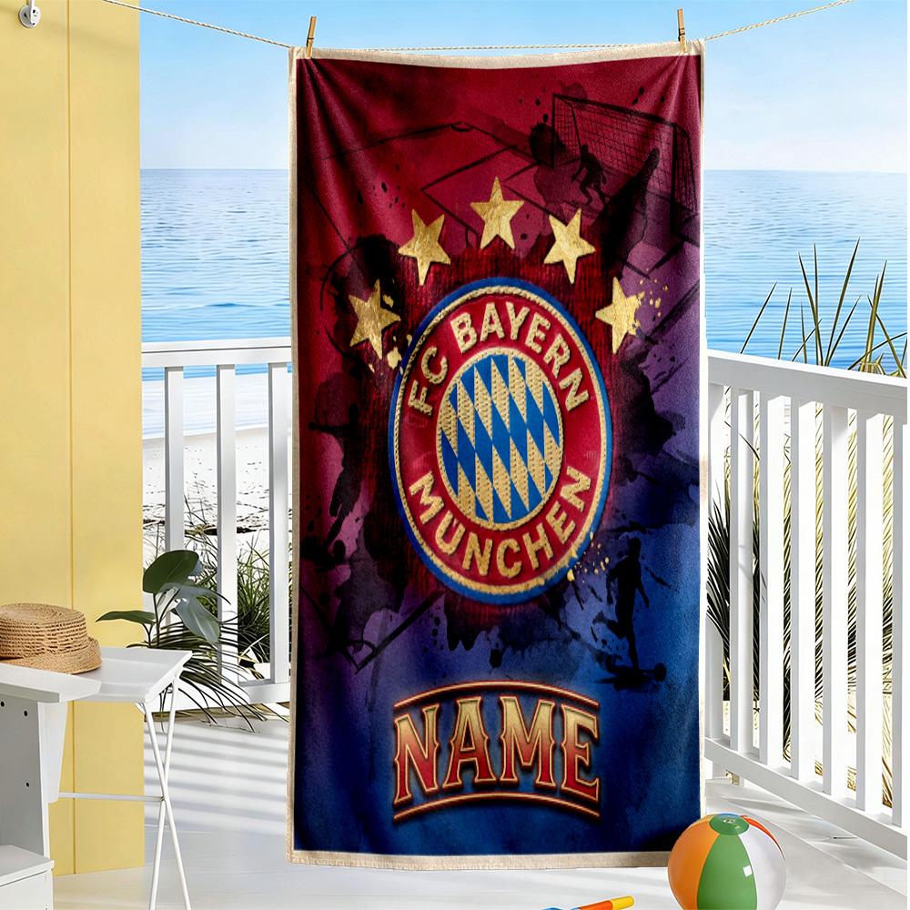 Bayern Munich Poster Customize Your Name Beach Towel Super Soft Microfiber Quickdry Fabric