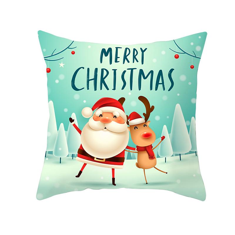 Weihnachtsmann Schneemann Elch Kissenbezug Festlich Zuhause Sofa Kissen Kissenbezug