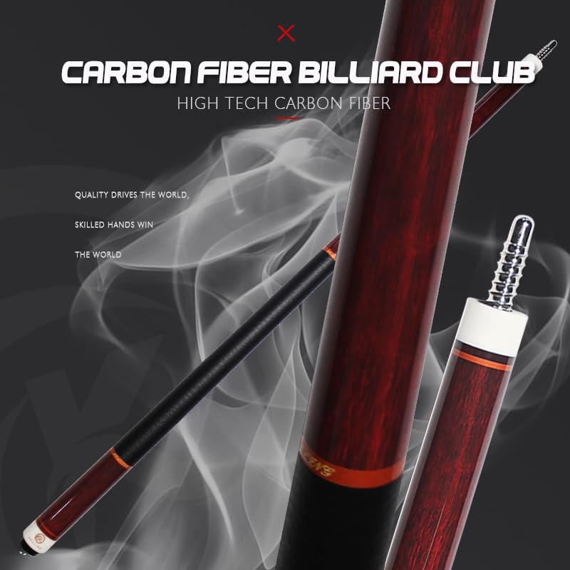 Billiard Cue OKHEALING 19oz Jointed Carbon Fiber Pool Cue Stick Cue Tip 58" 1/2 11.8mm (Play Cue)