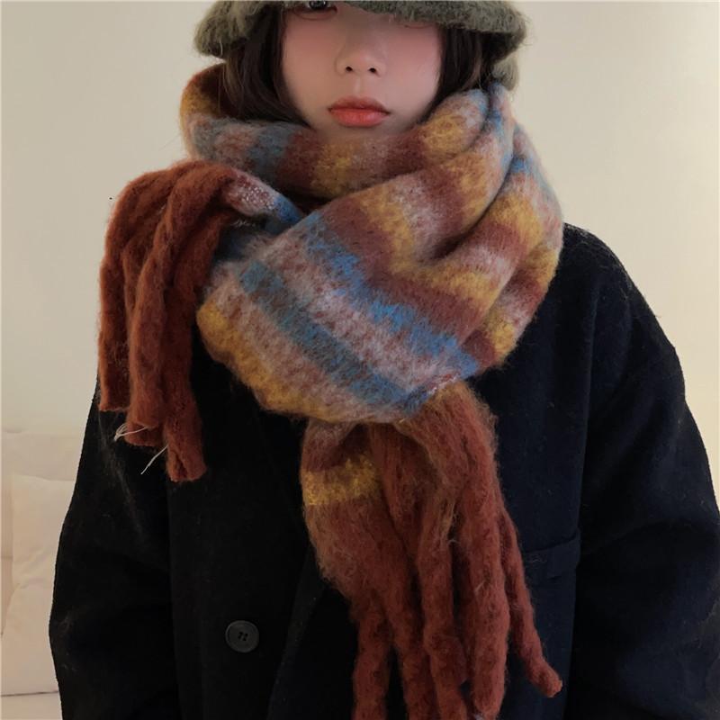 Autumn and Winter Scarves Women's Winter High-end Scarves Thickened and Warm Tonglu Imitation Cashmere Plaid Scarves