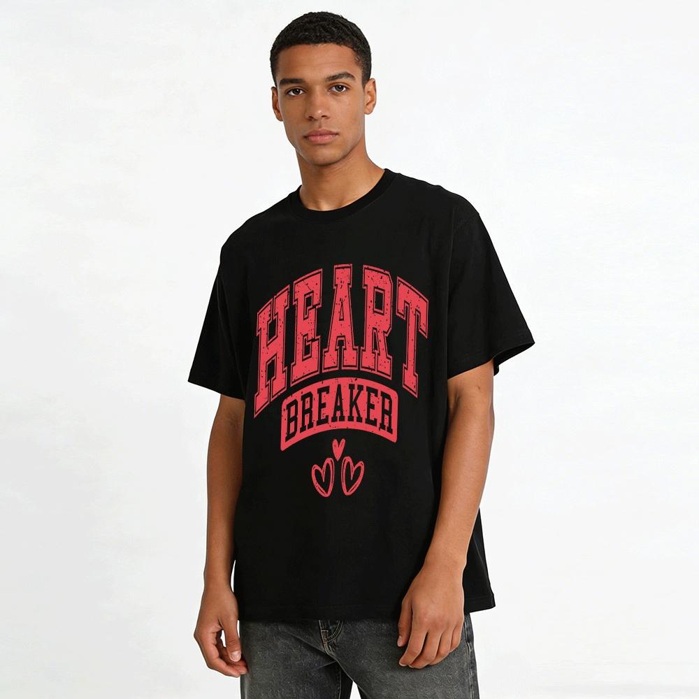 Vintage Heart Breaker Graphic Casual Tee Pure Cotton T-shirt