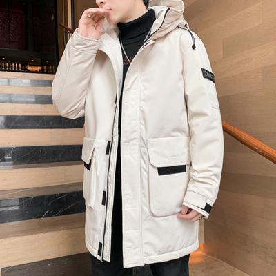 Men's Down Jacket Medium and Long Winter Korean Version Trendy Handsome Youth Thickened Warm Fashion Casual Jacket Men's Clothing