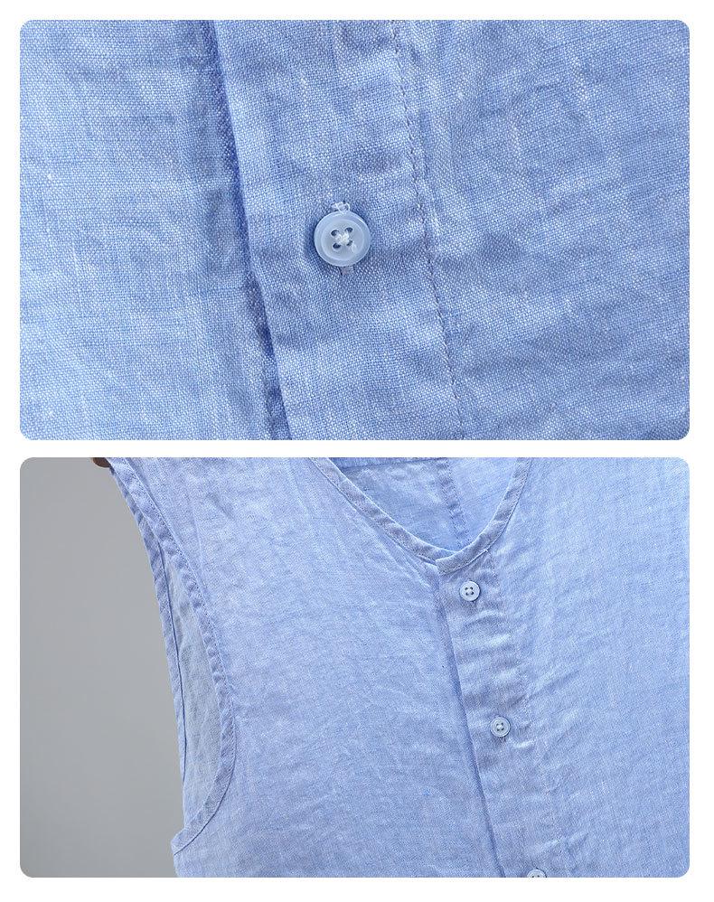 Men's Sleeveless Washed Linen Vest - Retro, Breathable, and Lightweight In Solid Summer Colors