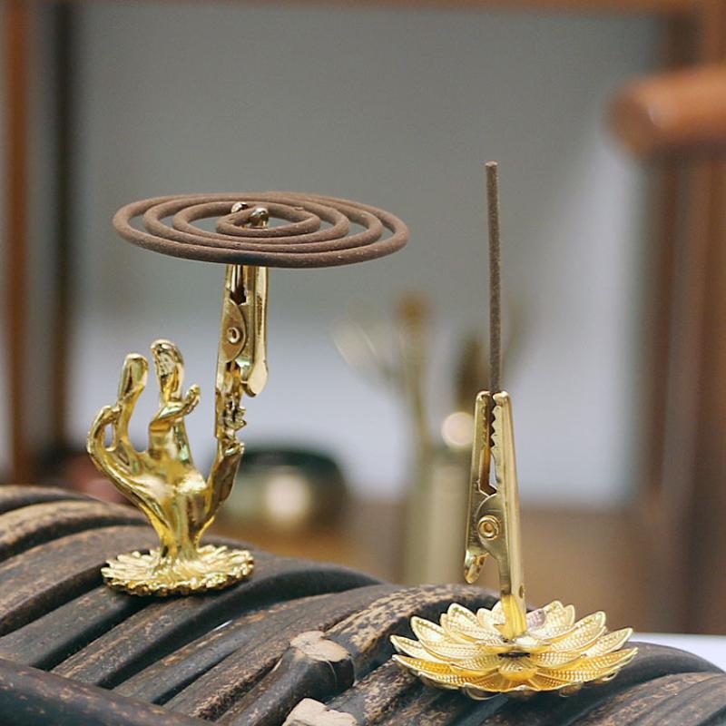 1/4 Stuks Wierookstokhouder Mini Lotus Geurclip Wierookbrander Kegels Rokerige Theehuis Sandelhout Spiraalbasis Woondecoratie
