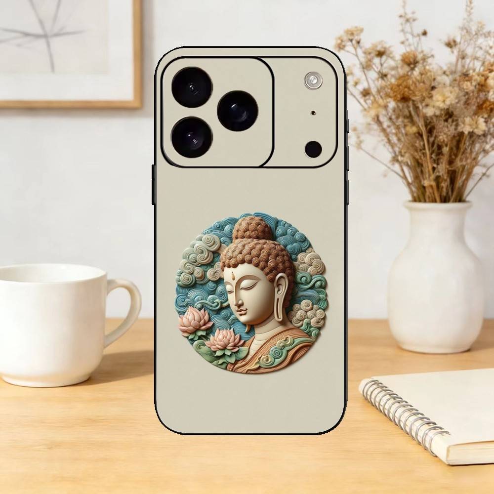

Belief Buddha Art Pattern Phone Case For iPhone 17,16,15,14,13,12,11 Plus,Pro,Max,Mini Silicone black Soft Cover iPhoneXSMAX