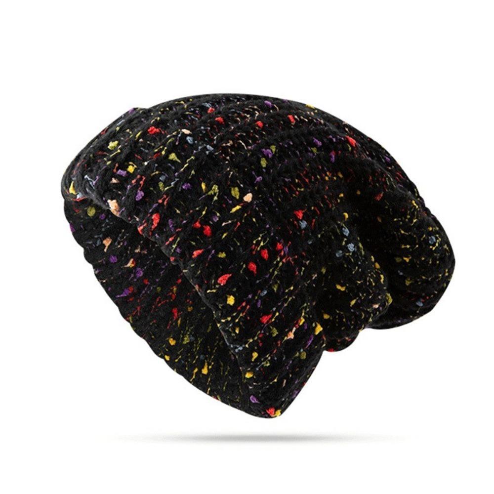 Keep Warm Beanie Hat Mixed Color Ear Protection Hat Trendy Knitted Hat  for Autumn & Winter