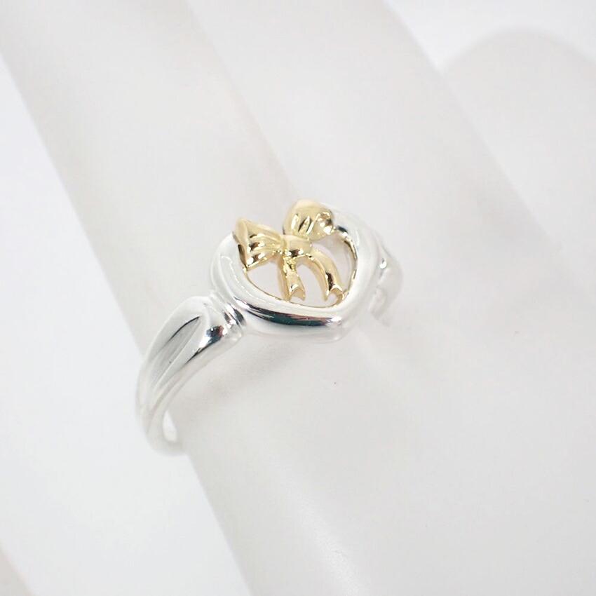 [Usado] TIFFANY / Tiffany / 925 / 750 / Coração Laço / Anel / Tamanho 11 / j58-4