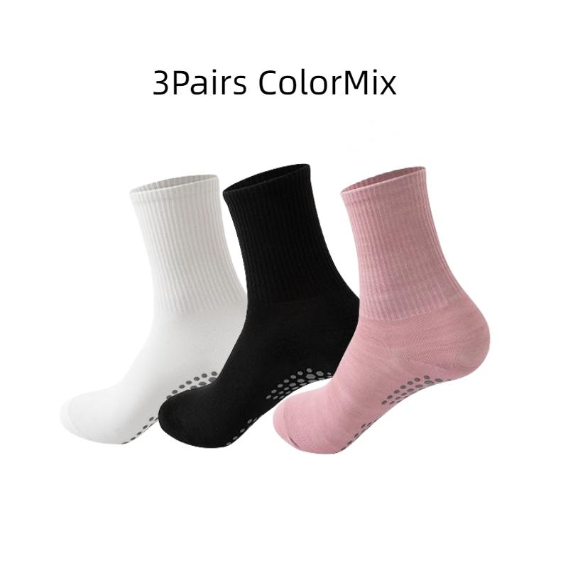 1/3P Sports Socks Yoga Cotton Mid-tube Bottom Professional Silicone Indoor Fitness Barre Socks Gym Dance Pilates Non Slip Socks