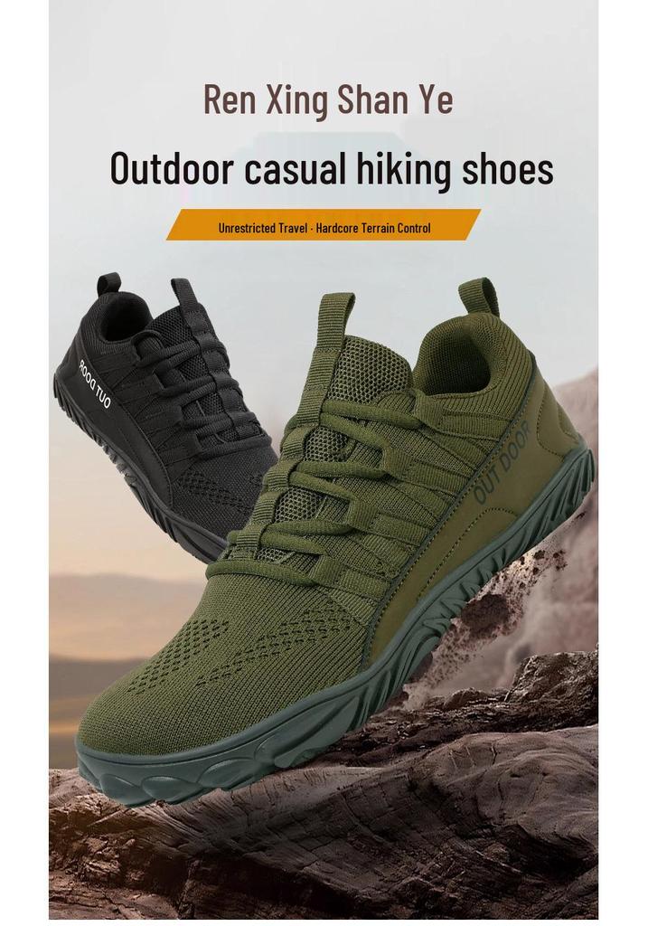 Scarpe da Escursionismo e Ciclismo da Uomo Antiscivolo a Cinque Dita con Punta Larga in Fly-Knit