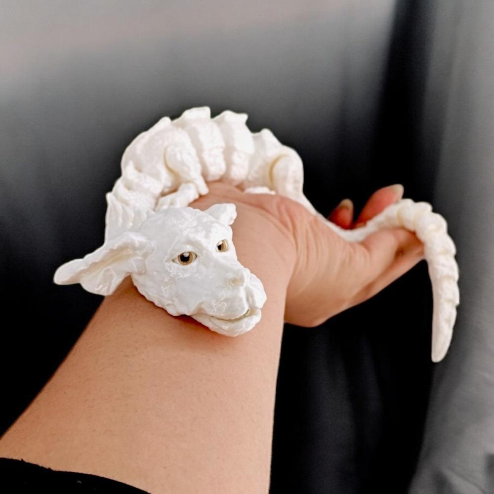 3D Printed Lucky Dragon Figurine Joint Movable Dog Head Dragon Ornament  For Home Decor Gift
