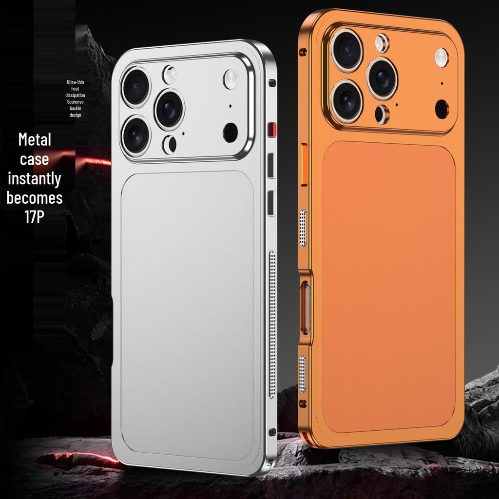 Seahorse Buckle Edge Frame with Metal Back Sticker for Apple 16 Pro Max/15 Pro/14 Pro – Instantly Transforms to Model 17