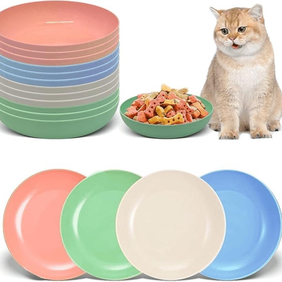 1PC Cat Shallow Rice Bowl - Plastic Non-slip Easy-clean Colorful Snack Bowl Feeding Tray, for Cats and Small Dogs, Daily Feeding