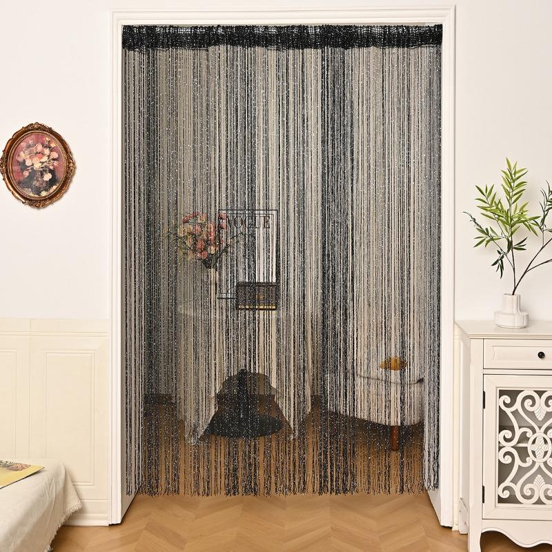 1x2м Ниткова штора Блискуча бахрома Лінійні штори Роздільник для вікна/двері Драпірування для дому Вітальня Кафе внутрішні прикраси Ламбрекен