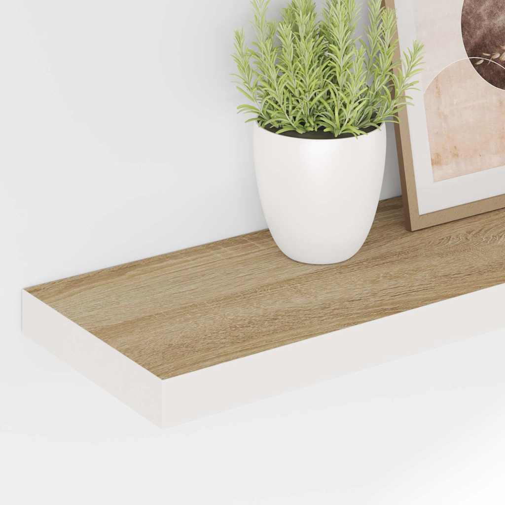Vidaxl Półki Ścienne, 4 Szt., Dębowo-Białe, 80X23,5X3,8 Cm, Mdf