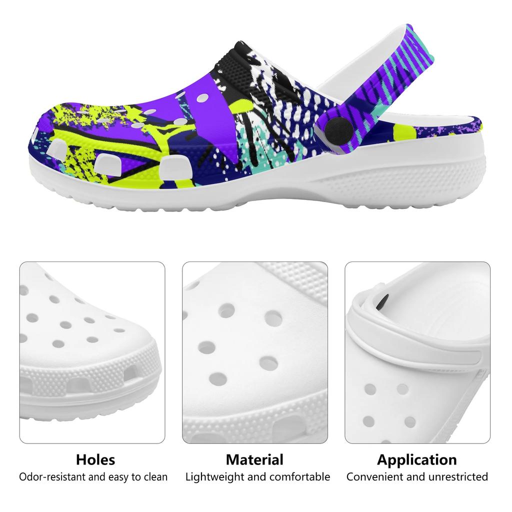 Women Men Printed EVA Clogs Lightweight Breathable Garden Shoes Slip On Beach Pool Bathroom Home Casual Sandals Indoor Wear
