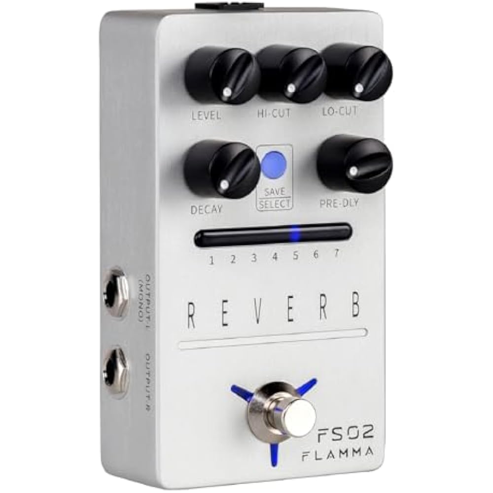 FLAMMA FS02 Digital Reverb Guitar Pedals 7 Classic Effects Trail-on Buffer Bypass Sliver Stereo D...