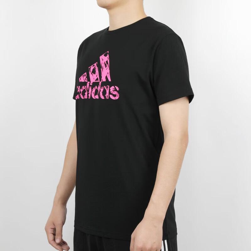 Adidas American Retro Letter Logo Print Sports Casual Short Sleeve T-Shirt Men Tops Black Purple ADITSG2SMU-BP-1