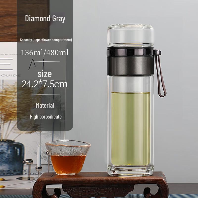 DKADI Double-Layer Glass Tea Infuser Mug