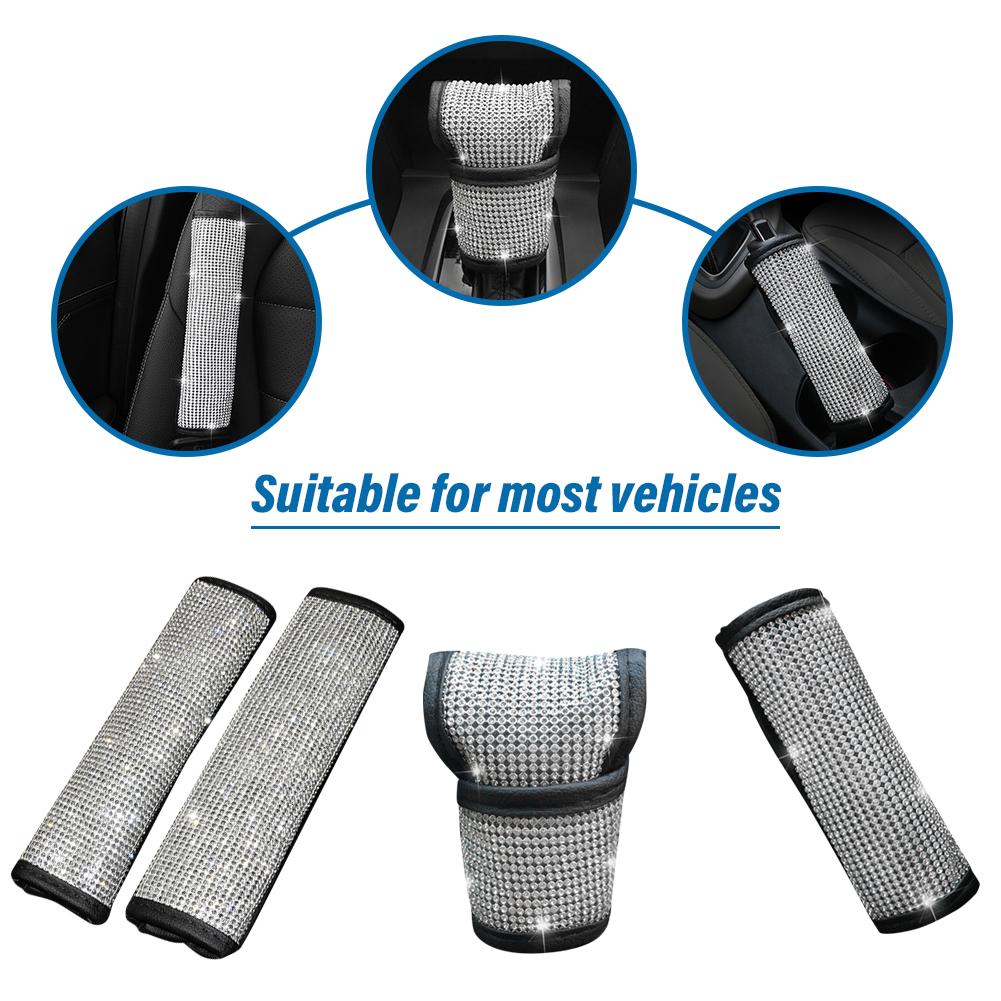 Car Shift Gear Cover Diamond Handbrake Protector Covers Crystal Shoot Gear Shoulder Guard Cover Auto Interior Decor Car Supplies