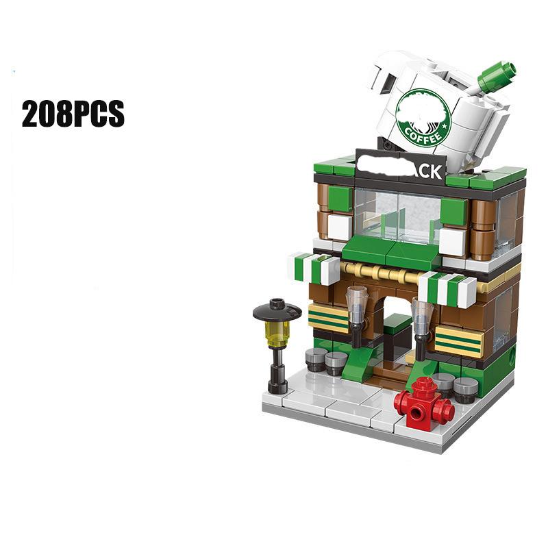 DIY Architecture Mini City Store Street View Food Snake House Building Blocks Classic Movie Model Toys For Kids Girl And Boy