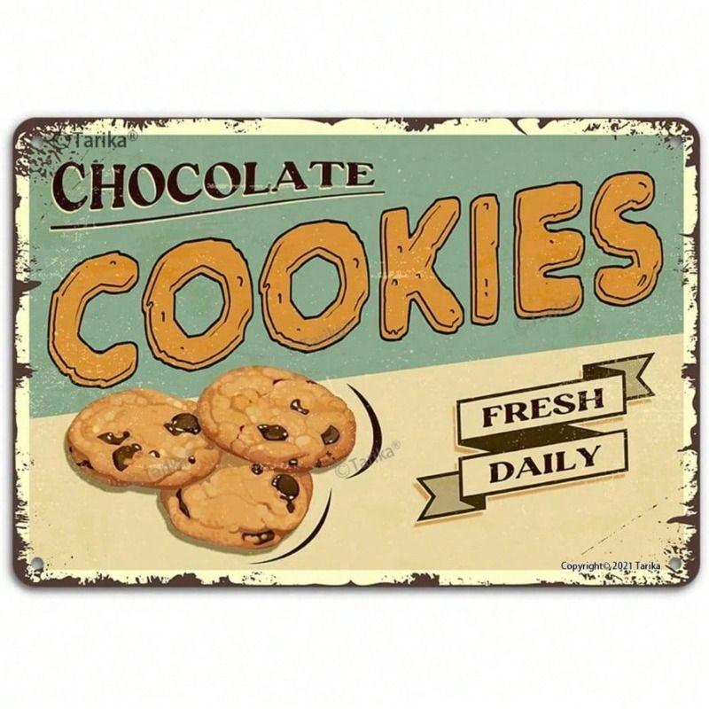 Vintage Metal Sign Chocolate Cookies Bakery 8x12 Inch Wall Art Kitchen Decor