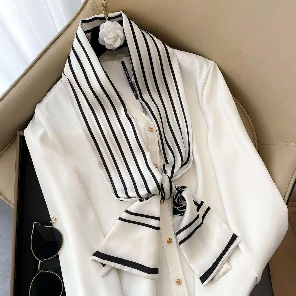 17*150cm Ribbon Silk Scarfs Female Luxury Design Hair Band Skinny Scarf Neck Ties Women Bag Scarves Neckerchief Foulard Lady