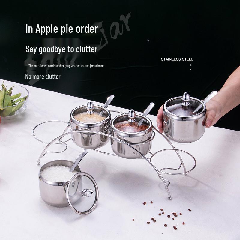 304 Stainless Steel Spice Jar Set - Korean Style Condiment Jars for Home, Cafeteria, Hotel