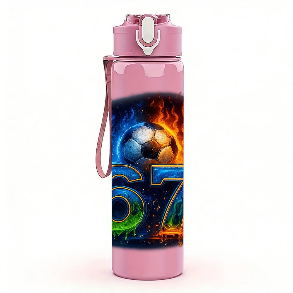 1PC Shiny Number Six Seven 750ml Color Plastic Sports Water Bottle Leakproof Flip Straw Lid Suitable for Sports Office Home Use