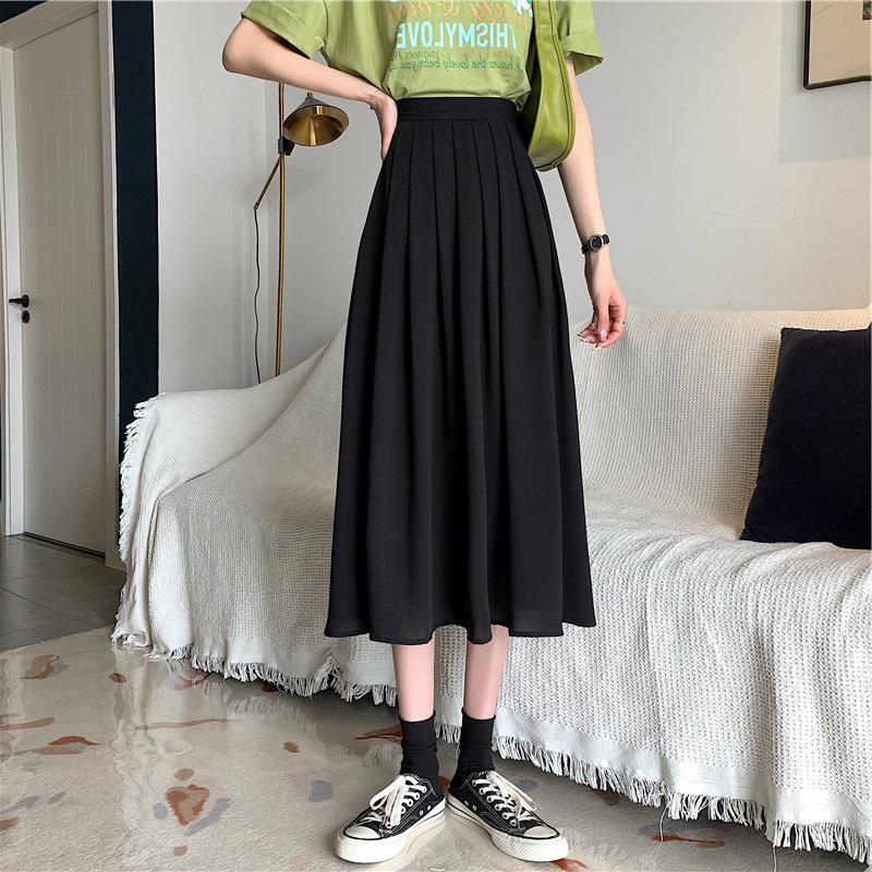 Korean Style High-Waisted A-line Pleated Skirt for Women - Slimming, Versatile, Mid-length (2026 Summer Collection)