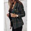 Damen Herbst Langarm Zweiknopf Bedruckte Anzugjacke Polyesterfaser Normale Ärmellänge Voll
