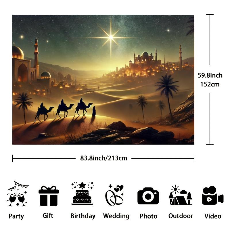 Arabian Nights Starry Desert Scene Background - Perfect for Theme Photography, Event Decoration, and Studio Shooting
