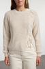 Women's Fashionable Stylish Sweater Beige Lace and Slit Detailed Crew Neck Knitwear Sweater